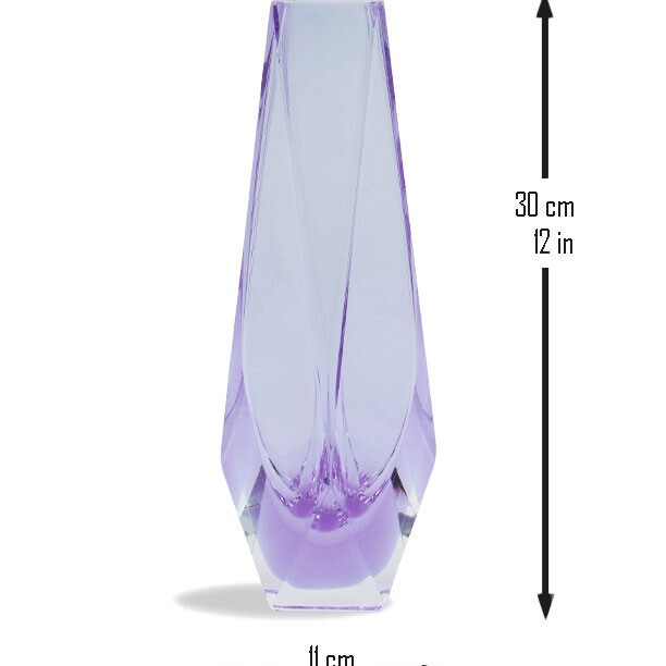 The Drop Vase in Alexandrite by Alessandro Mandruzzato: A captivating Murano glass masterpiece showcasing the mesmerizing color-changing alexandrite hue, reflecting the rich heritage of Venetian glassmaking. Certified by a Trademark of Origin, this vase embodies the elegance and craftsmanship of Italy.