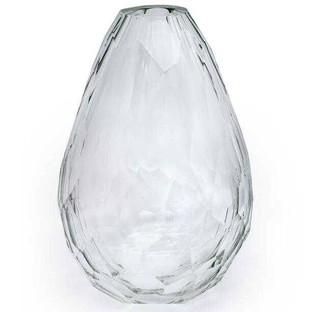 Vase Barrel - Crystal' from Murano's Diamond Collection, designed and faceted by Alessandro Mandruzzato, showcasing Venetian craftsmanship and Italian elegance.